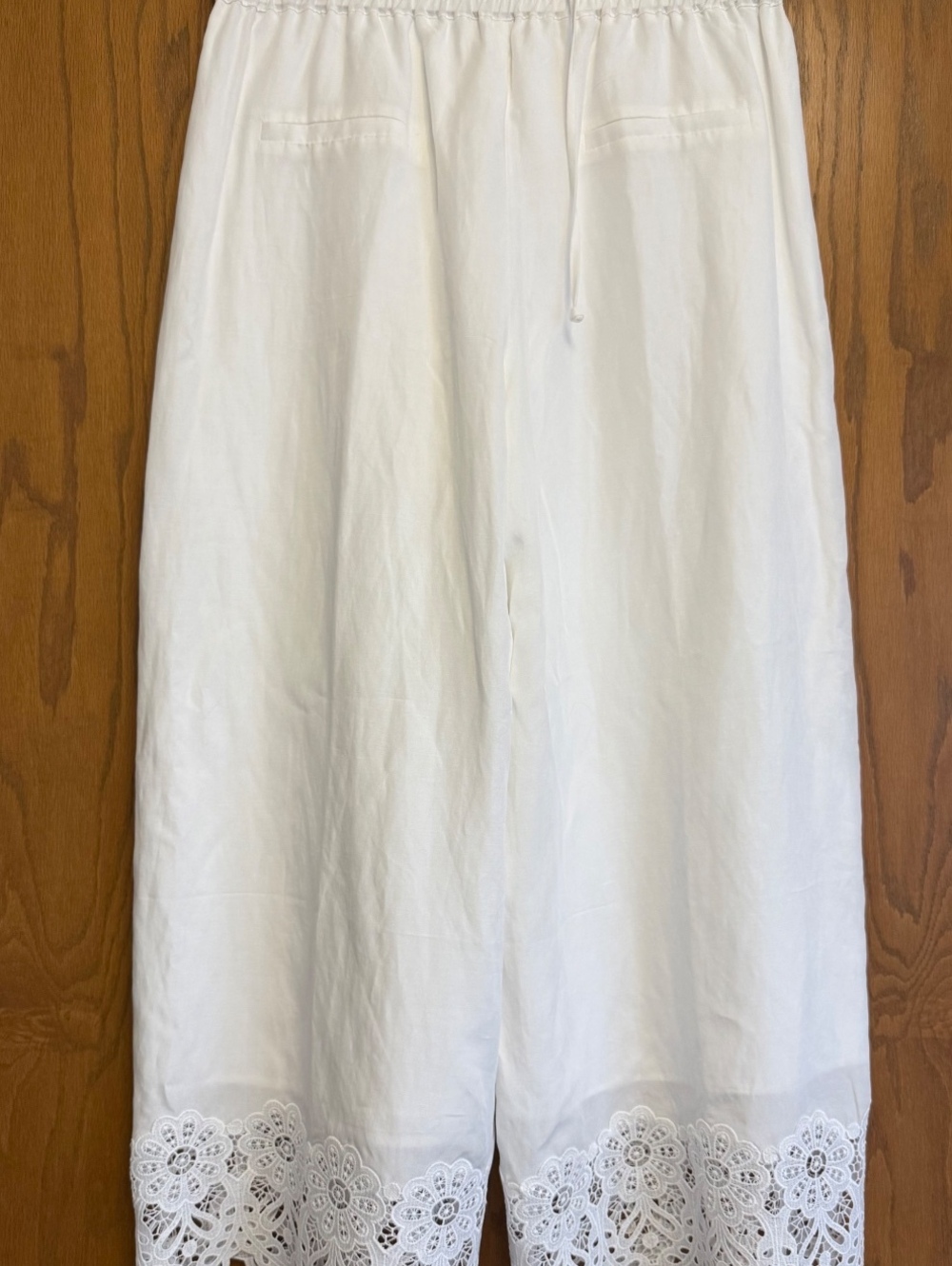 Kobi Halperin Lola White Wide Leg Lace Hem Pants Size M NWT $348 - Picture 3 of 5
